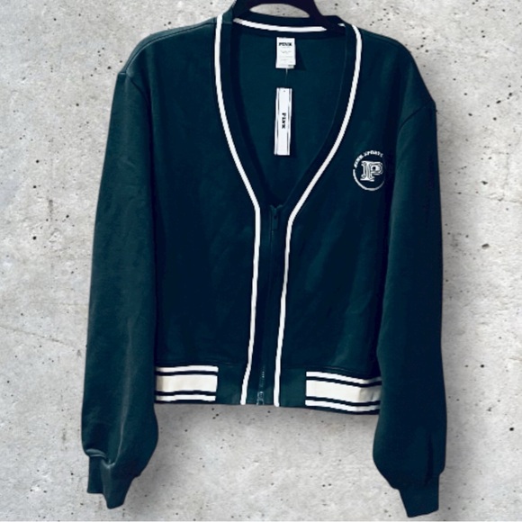 NWT PINK VS Ivy Fleece Front Zip Cardigan - Picture 2 of 12